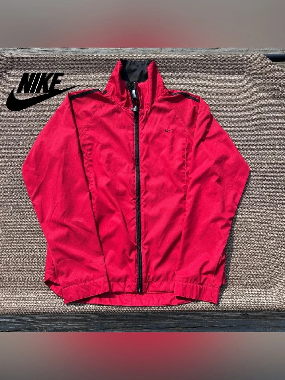 Vintage 2003 Nike Silver Tag Red Zip Up Windbreaker Jacket M 8-10 Retro